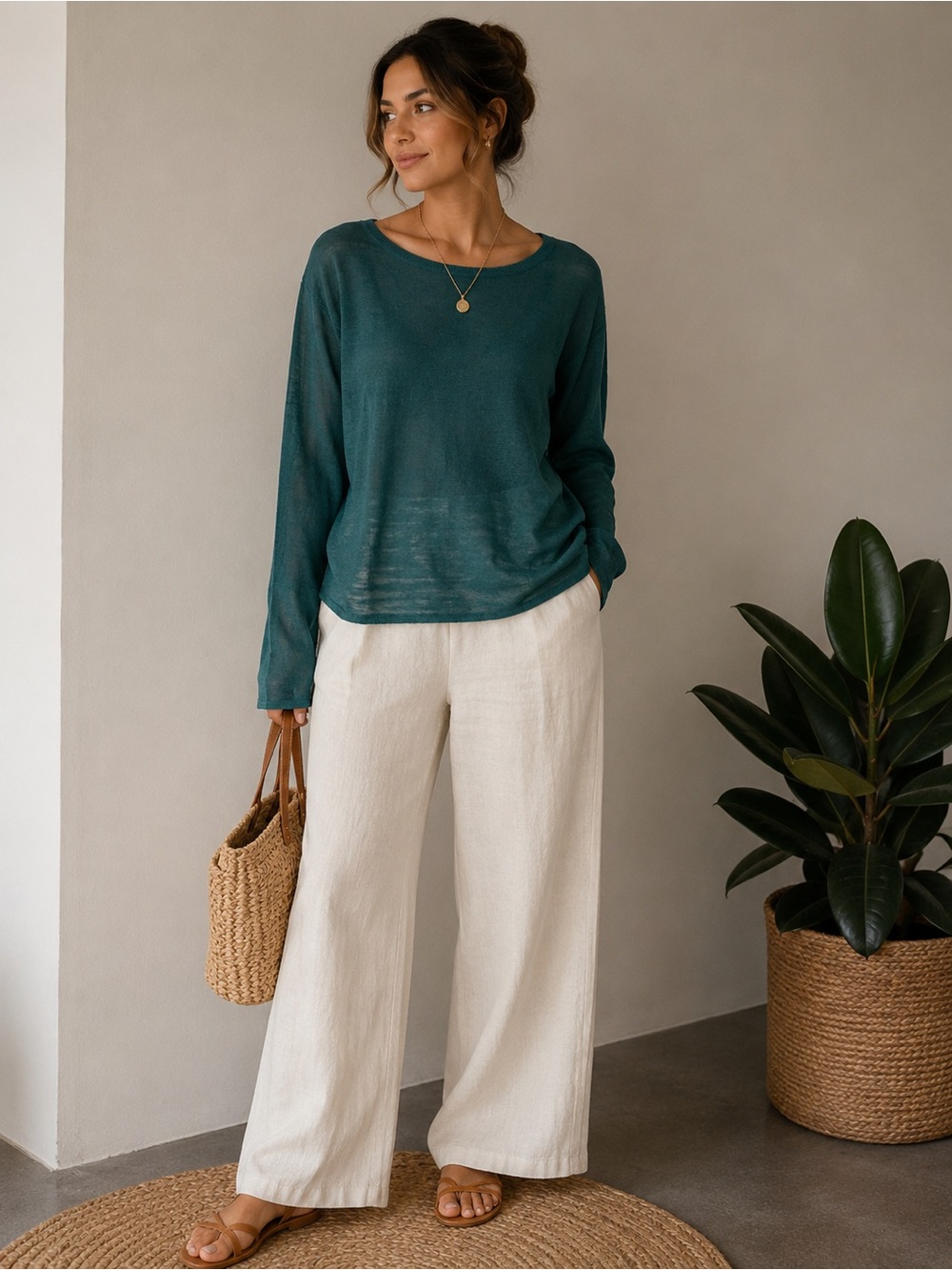 J. Crew Teal Long-Sleeve Lightweight Pullover